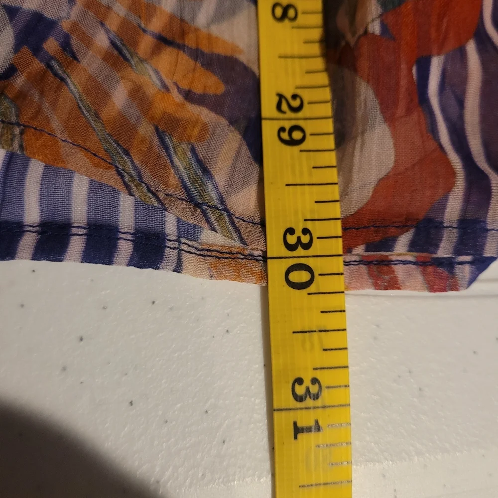 Soft Surroundings Tory Tunic Boho Floral Stripe Print Top Tassel Sheer Sz Large - Picture 5 of 15